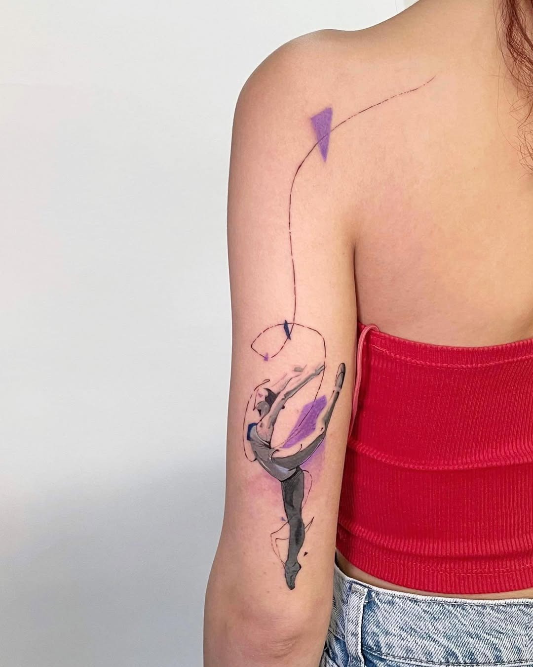 Artistic ballet dancer tattoo with vibrant colors Tattoo Design
