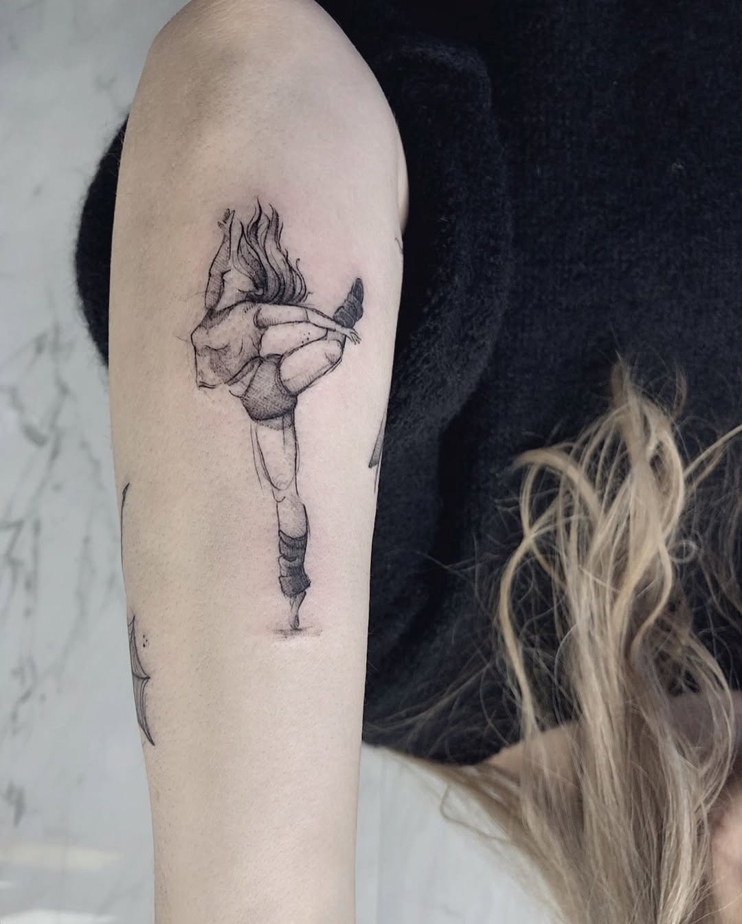 Elegant ballet dancer captured in stunning detail Tattoo Design