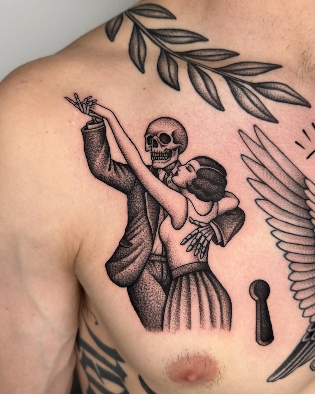 Elegant dance of life and death in ink Tattoo Design