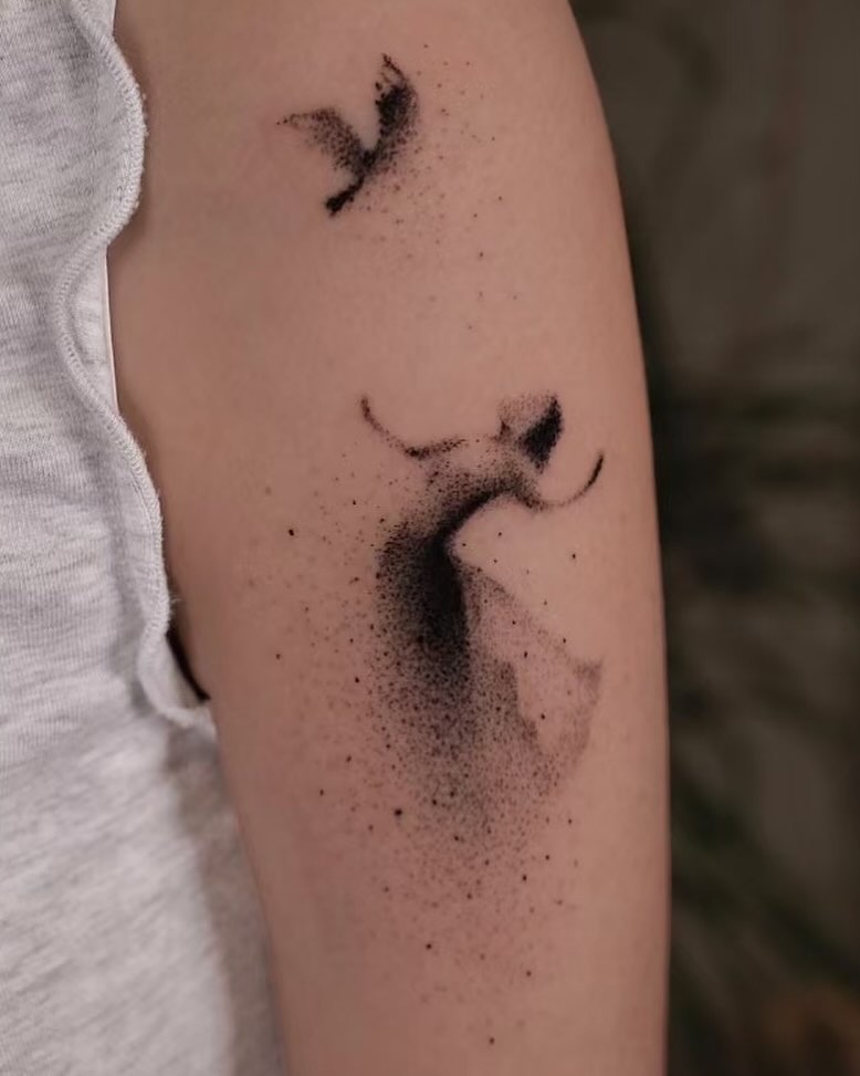 Elegant silhouette of a dancer in motion Tattoo Design