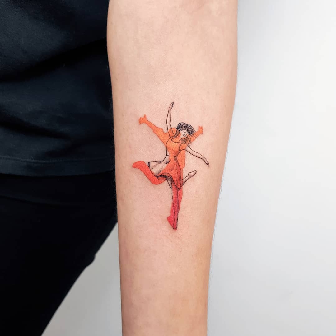 Expressive dancer tattoo bringing art to life Tattoo Design