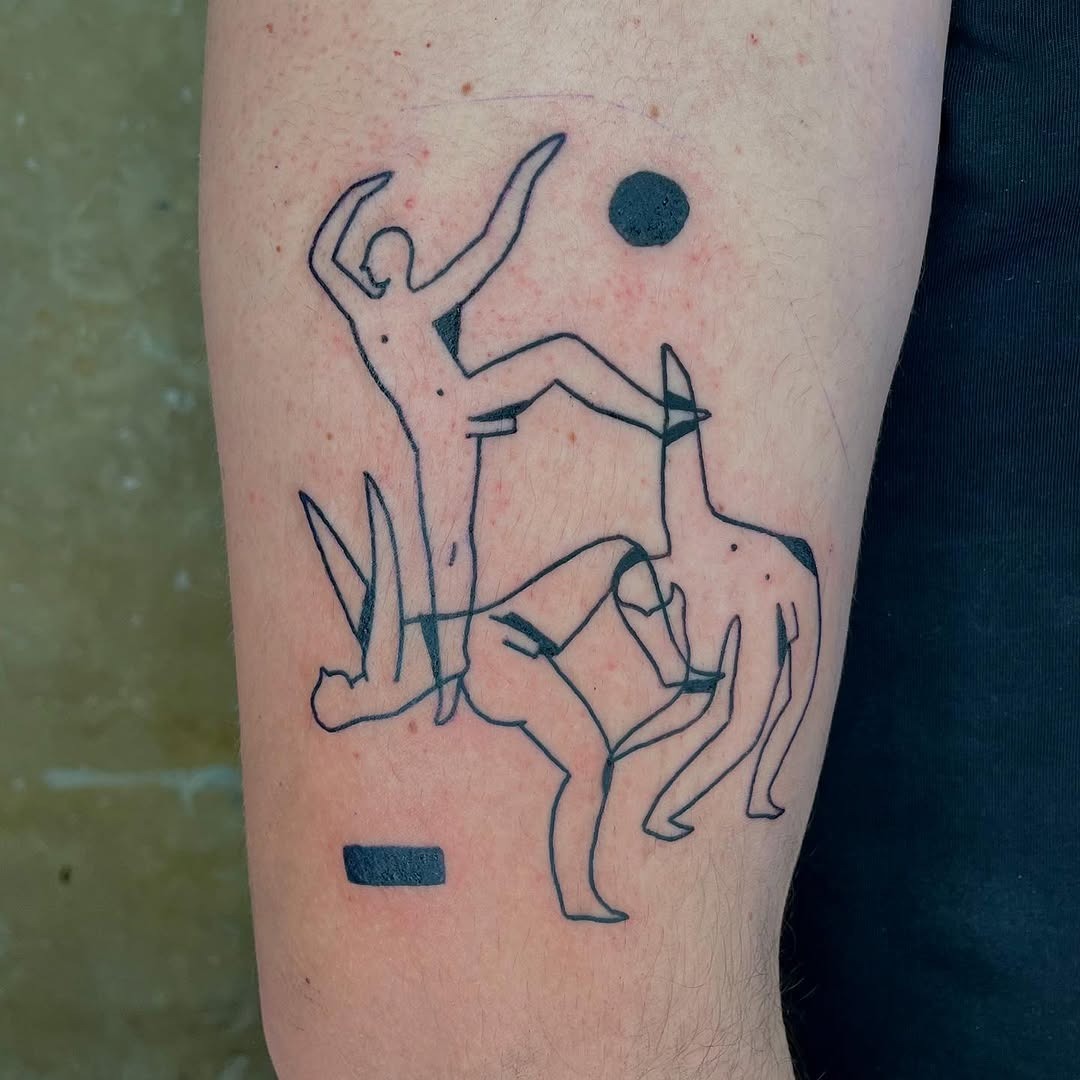 Expressive figures capturing dynamic dance movements Tattoo Design