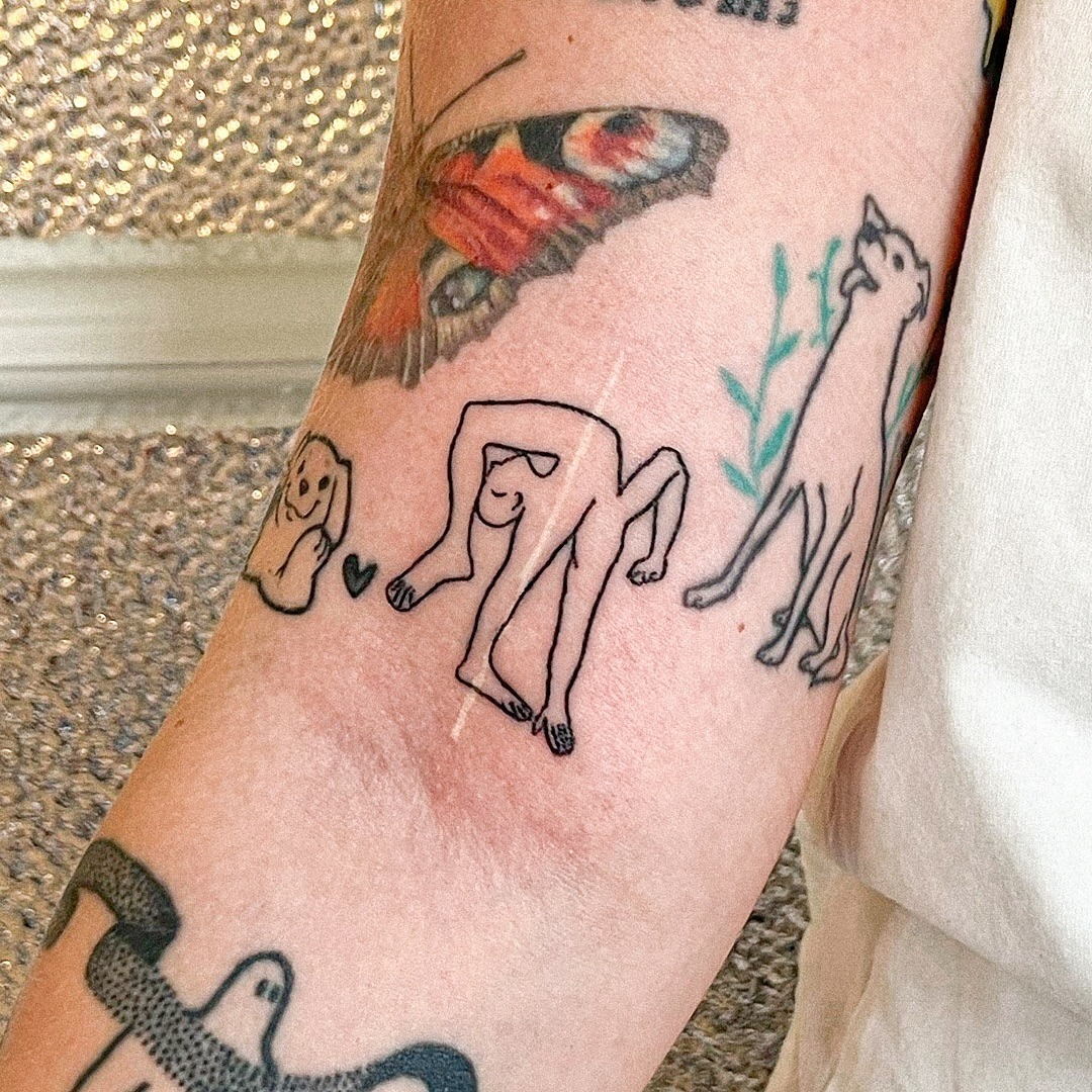 Playful animal-inspired minimalist dance tattoos Tattoo Design