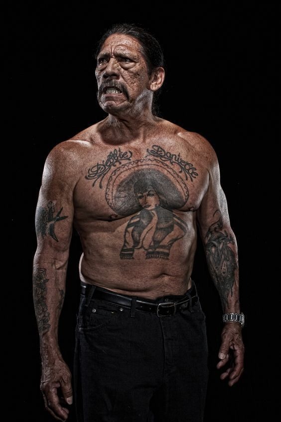 This raw and intense photograph of Trejo captures the essence of his tough-guy persona.