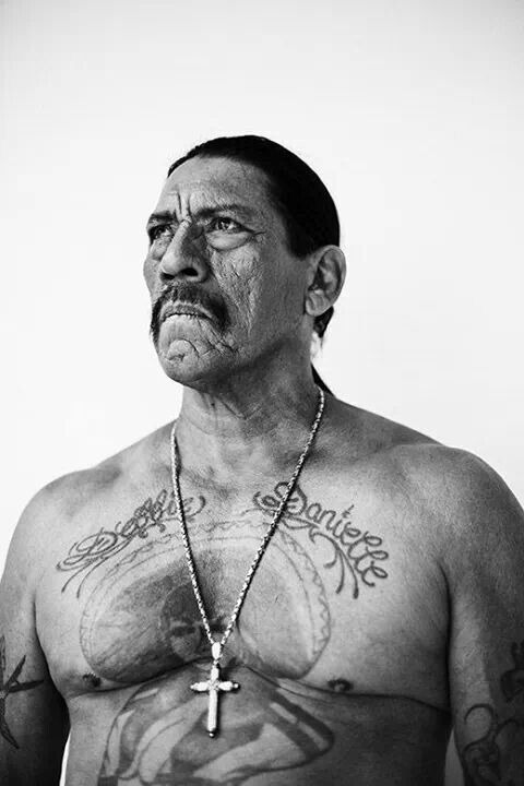The absence of color only amplifies Trejo's formidable presence in this portrait.