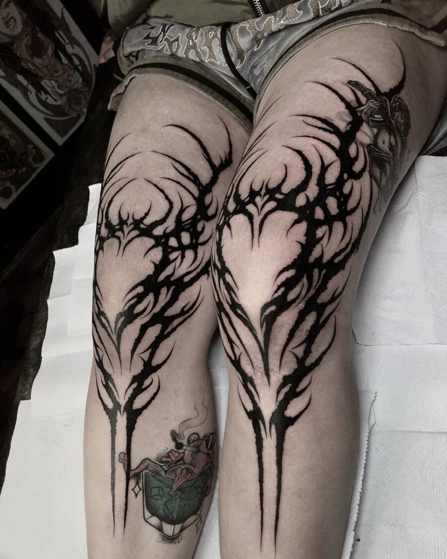 Bold black ink capturing dark feminine energy Tattoo Design