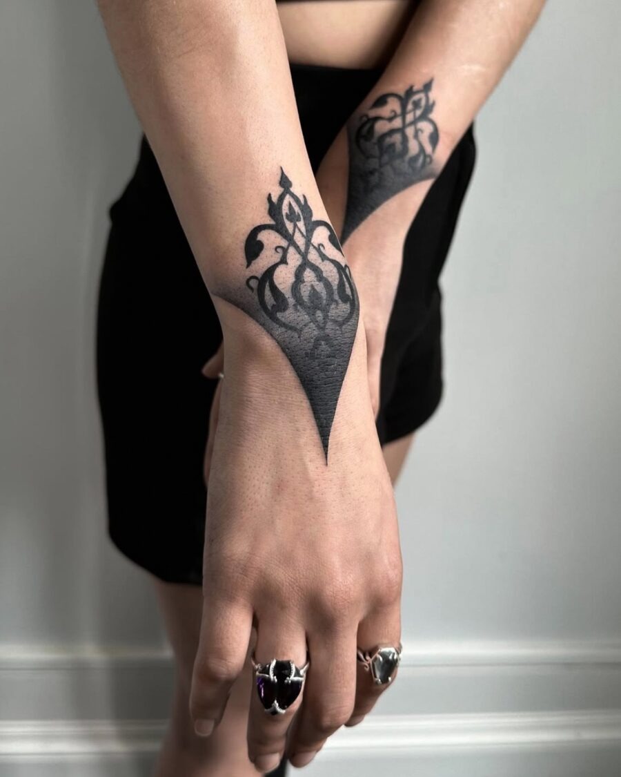Edgy floral design with sharp contrasts Tattoo Design