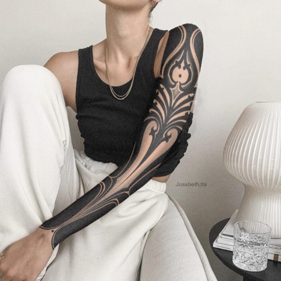 Elegant floral dark feminine tattoo design Tattoo Design