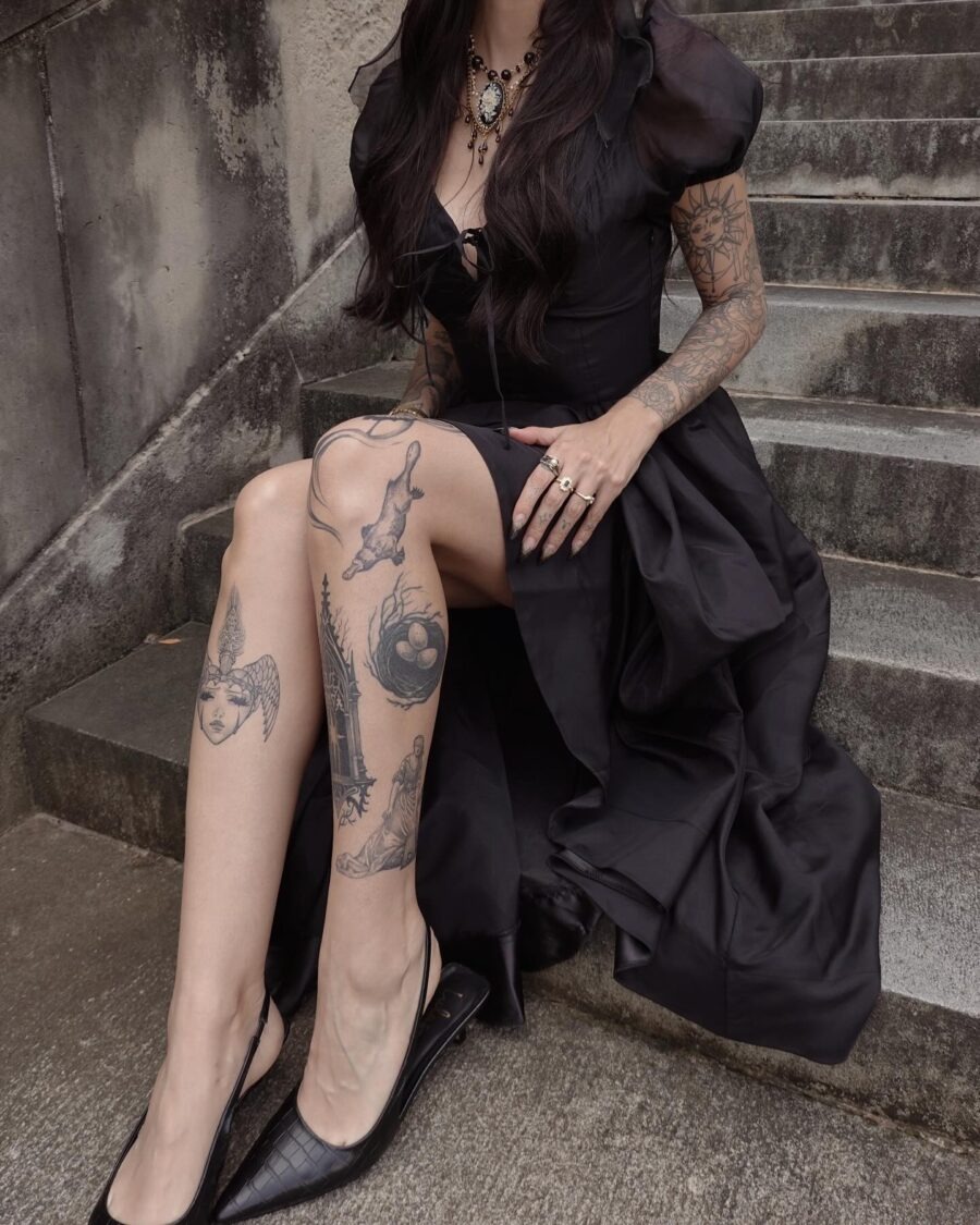 Elegant tattoos embodying dark feminine energy Tattoo Design