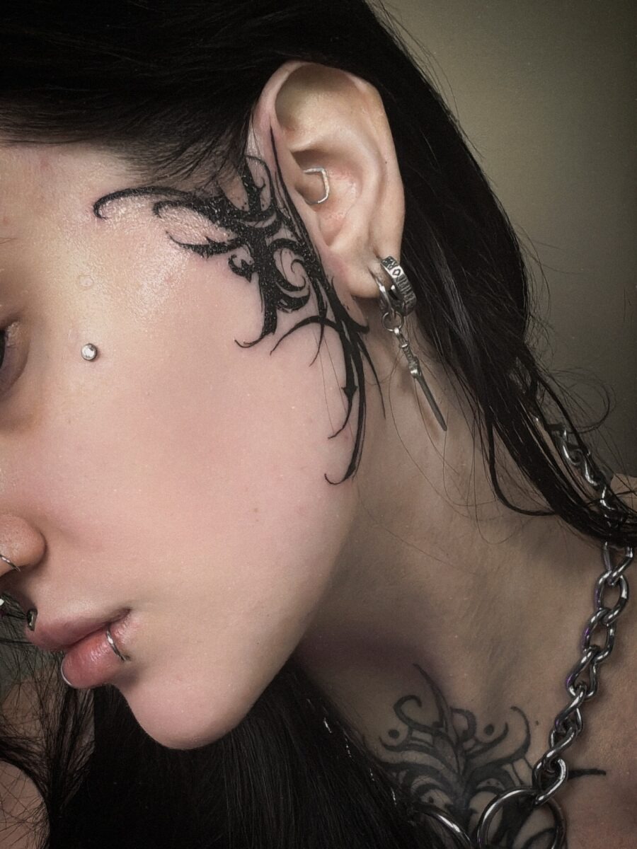Intricate dark feminine tattoos on skin Tattoo Design