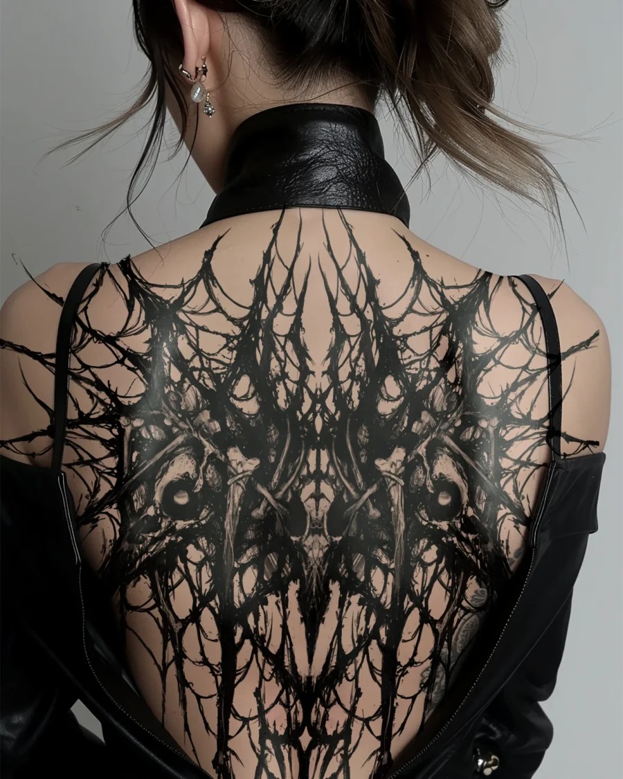 Intricate spider web tattoo design on back Tattoo Design