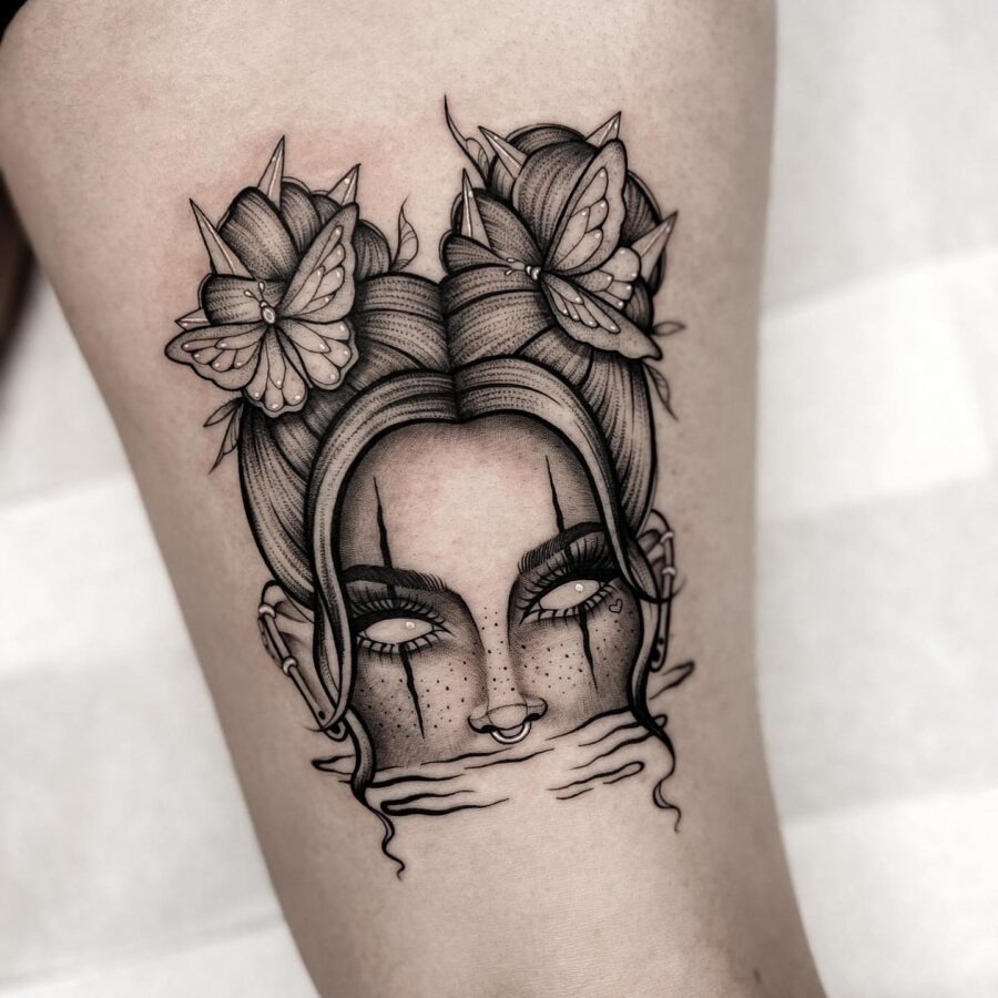 Mysterious beauty: Dark feminine tattoo art Tattoo Design