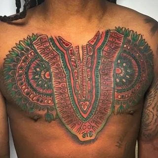 Chest Tattoo Inspired by Cultural Patterns Tattoo Design