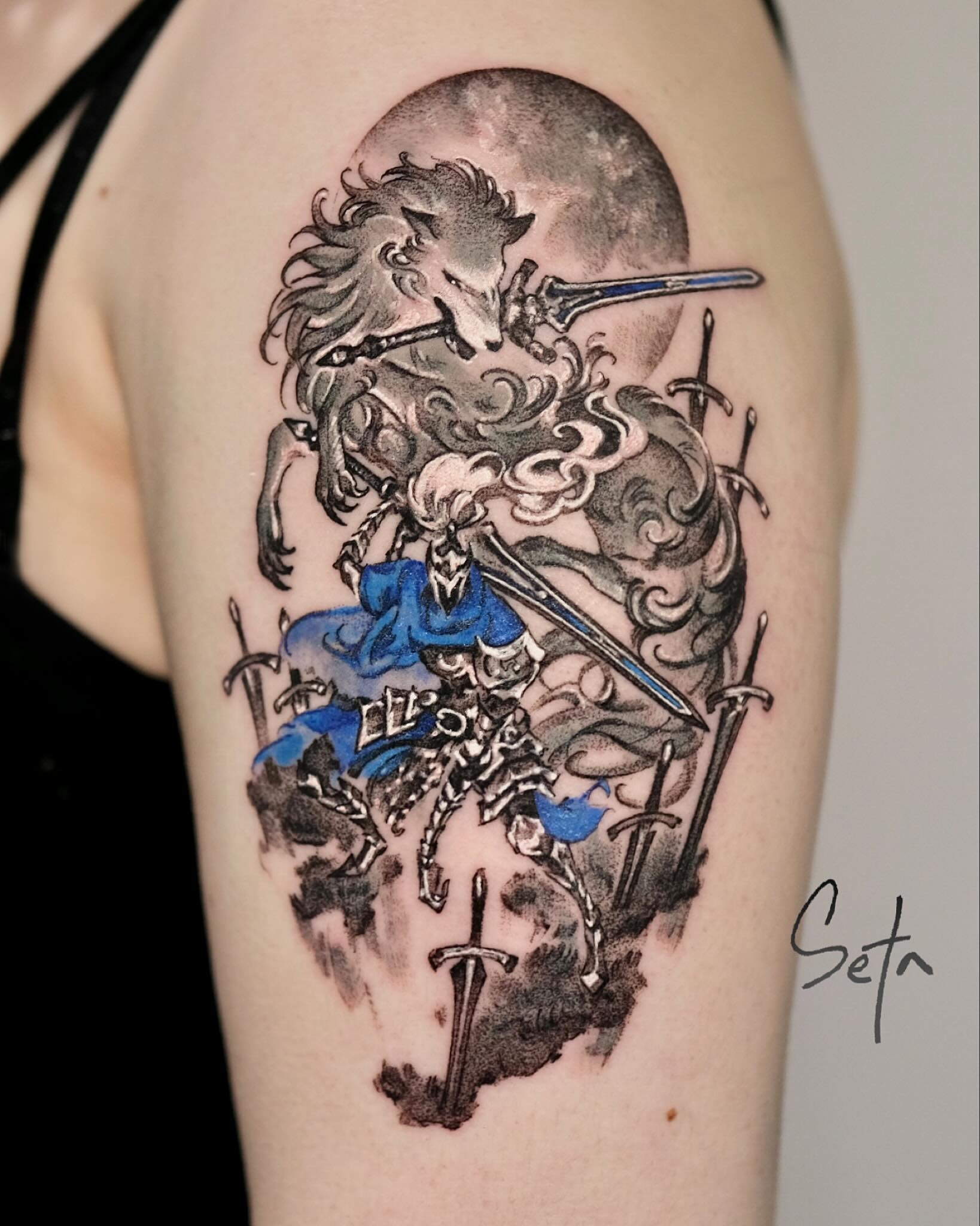 Artorias and Great Grey Wolf Sif Dark Souls Tattoo Tattoo Design
