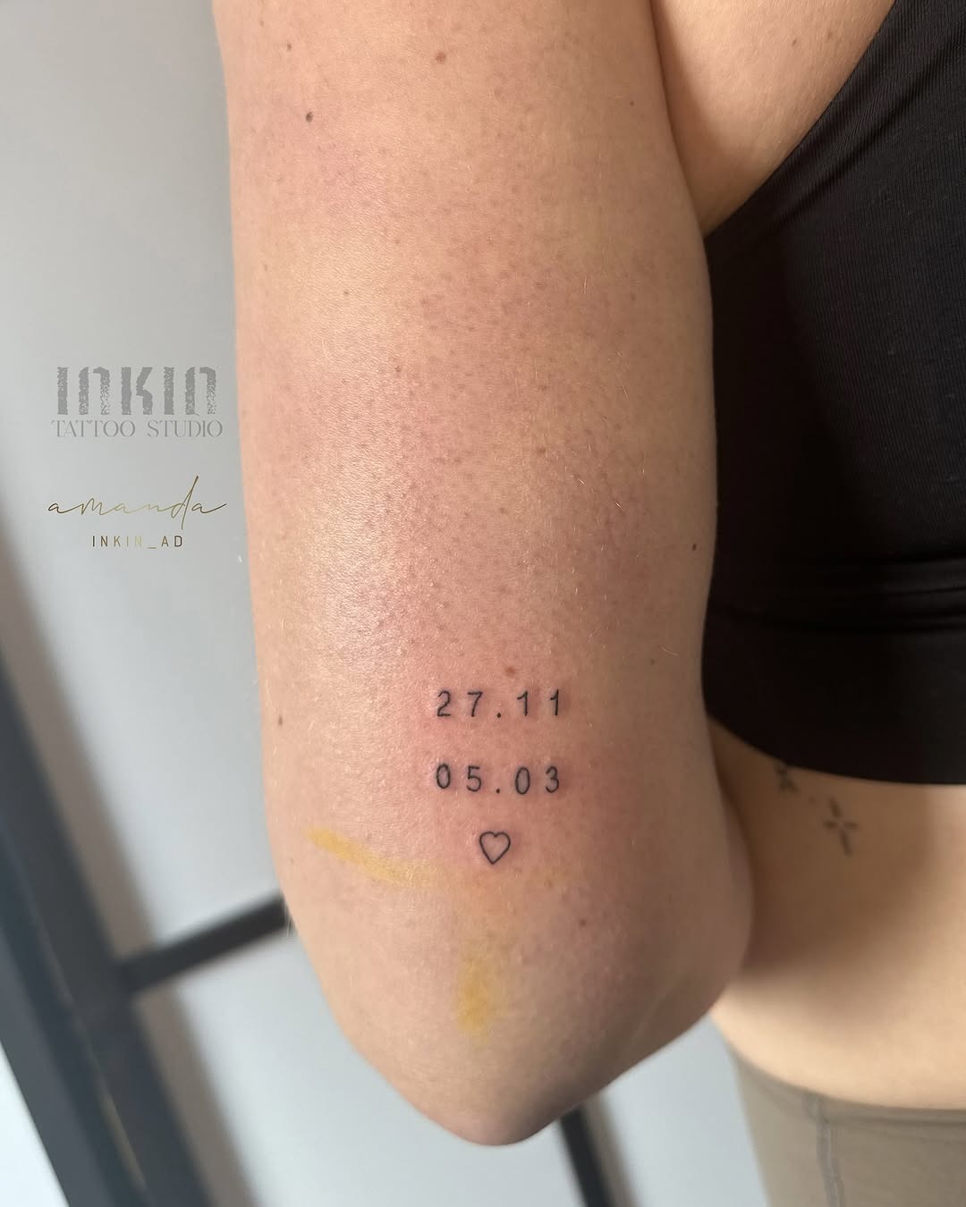 Charming minimalist date tattoo with heart Tattoo Design