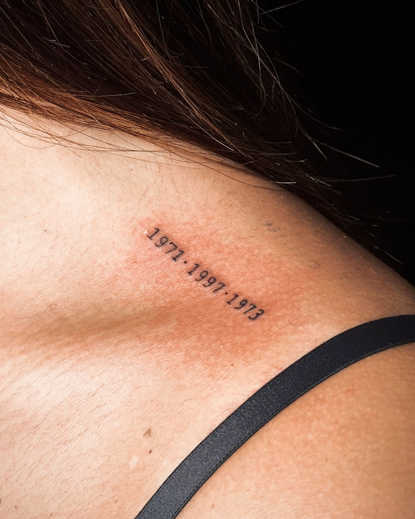 Delicate date tattoo on the shoulder area Tattoo Design