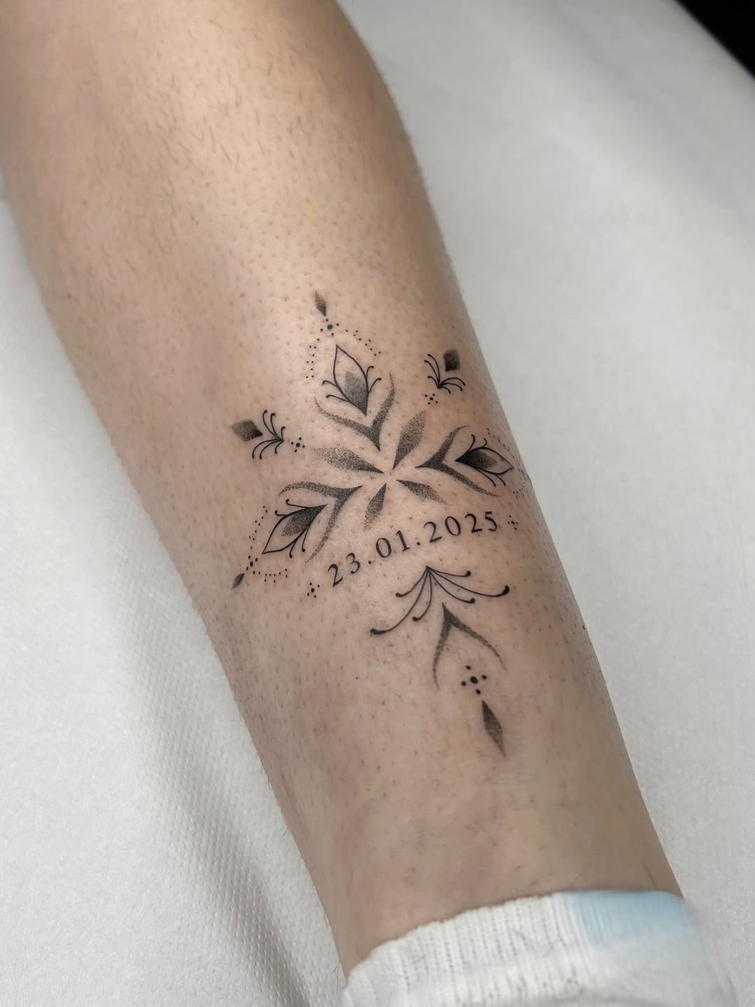 Elegant Date Tattoo with Floral Elements Tattoo Design