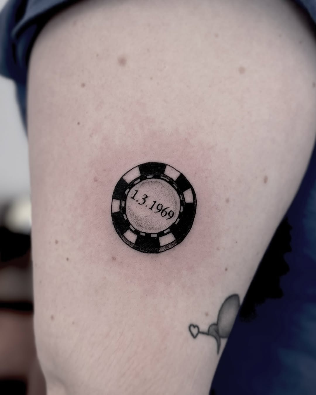 Meaningful date tattoo on poker chip Tattoo Design