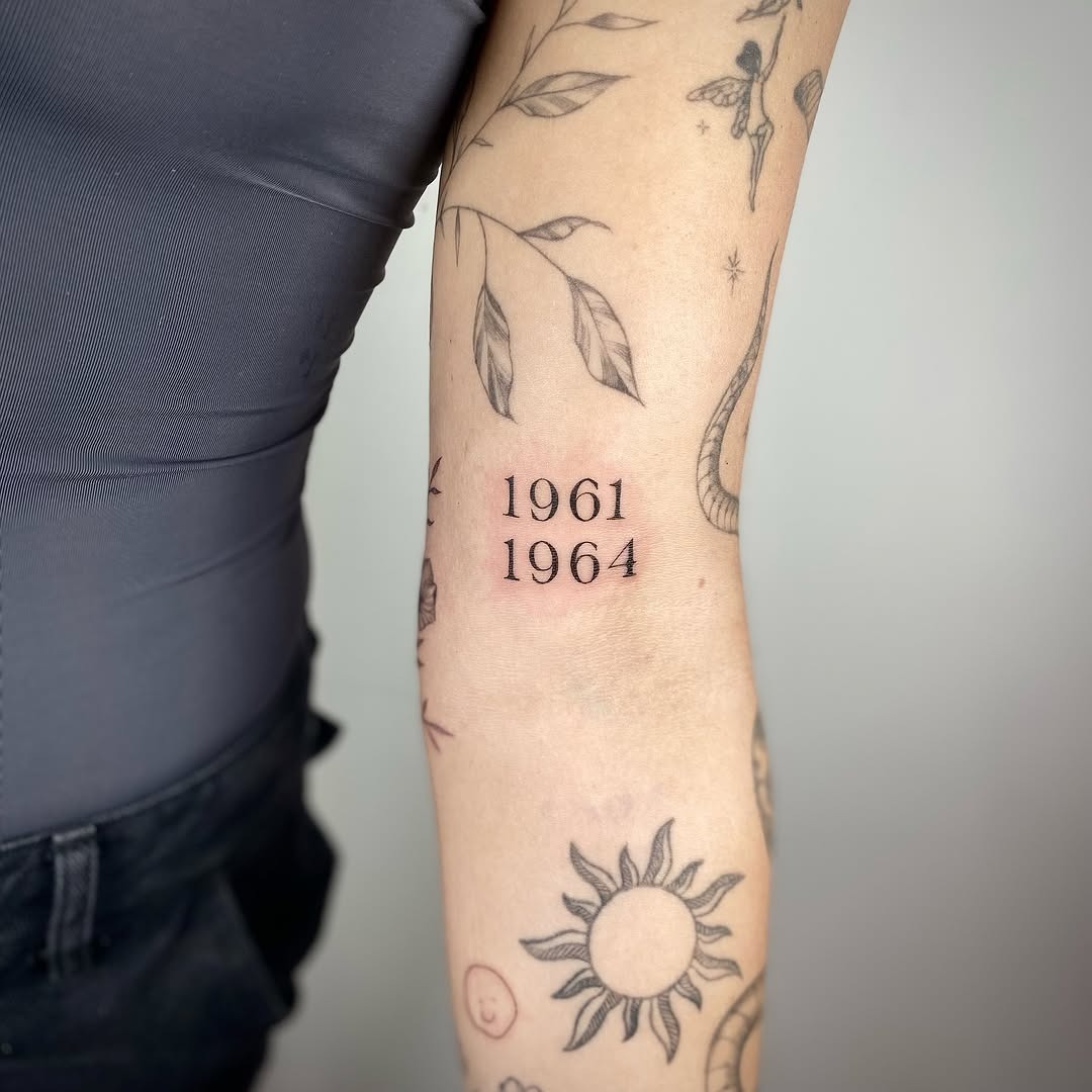 Memorable dates inked in classic font style Tattoo Design