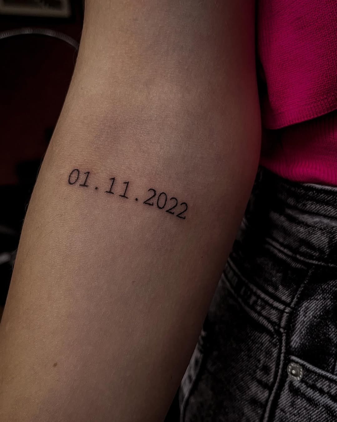 Minimalist Date Tattoo on Forearm Tattoo Design