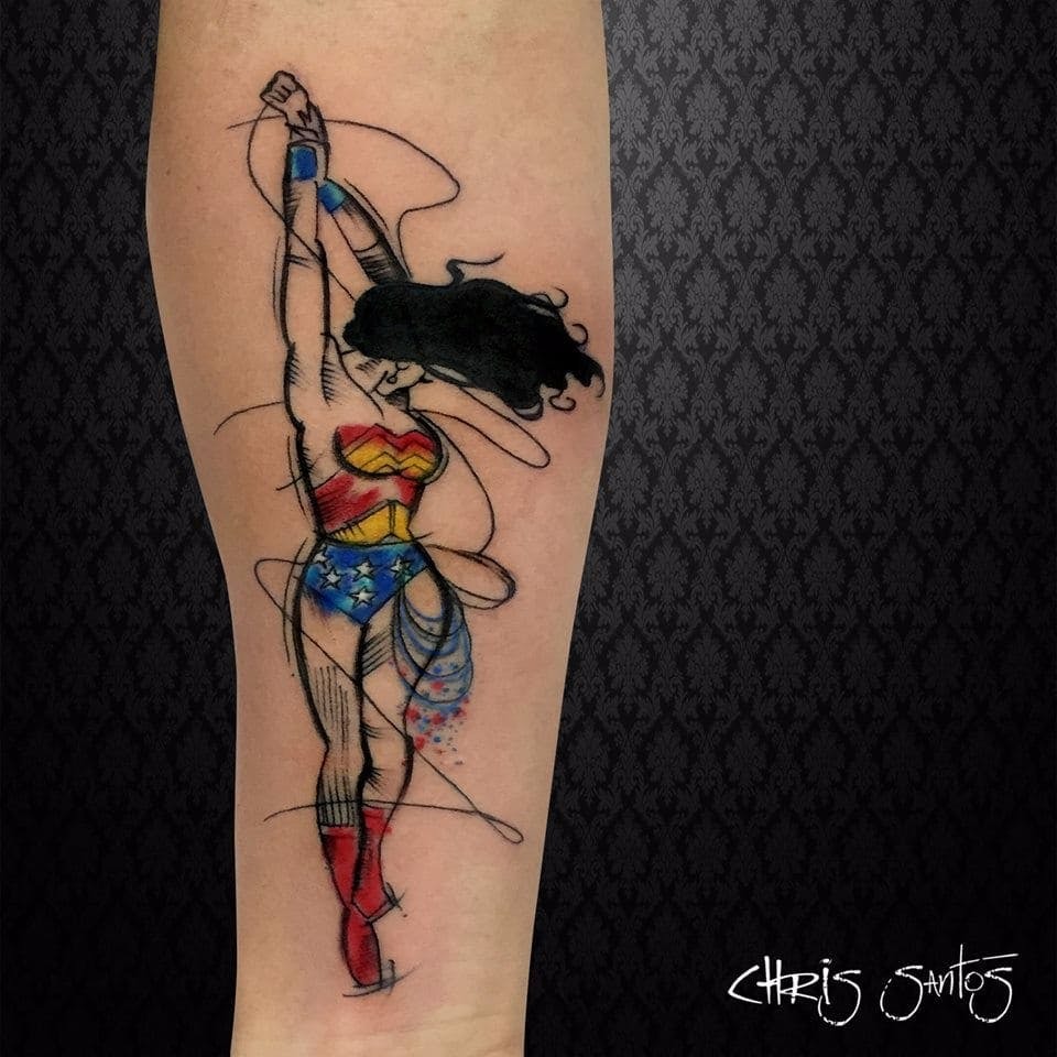 Abstract Super Woman with Lasso Tattoo Tattoo Design