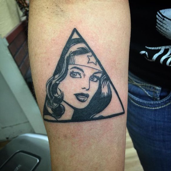 Black and White Super Woman Triangle Tattoo Tattoo Design