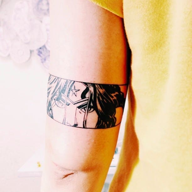 Comic Book Close-Up of Super Woman Tattoo Tattoo Design