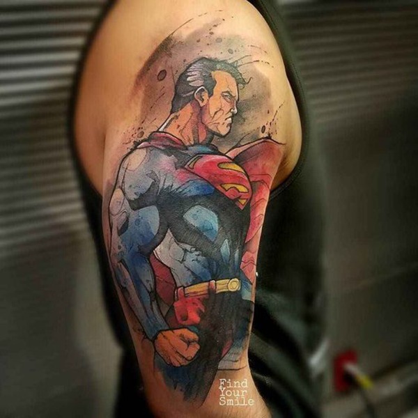 Dc Comics Awesome Watercolor Superman Tattoo Idea Tattoo Design