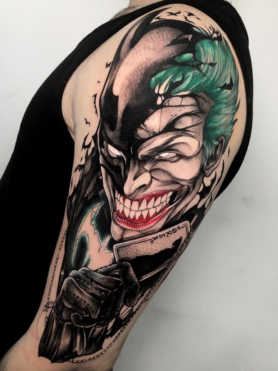 Dc Comics Batman & Joker Mash-Up Tattoo Tattoo Design