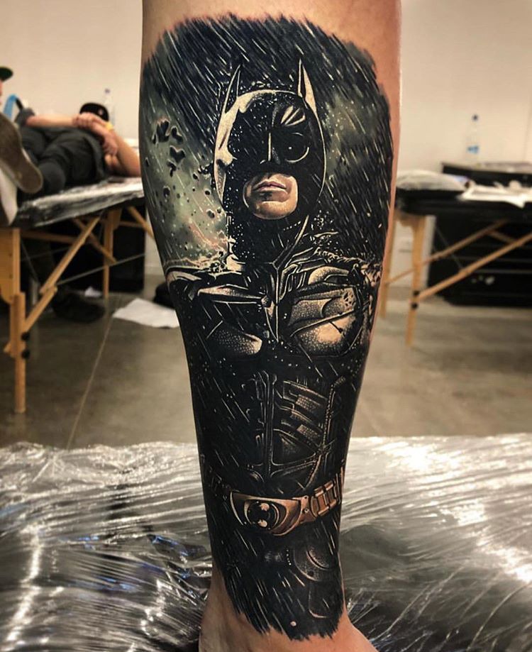 Dc Comics Large Dark Knight, Batman Leg Tattoo Tattoo Design