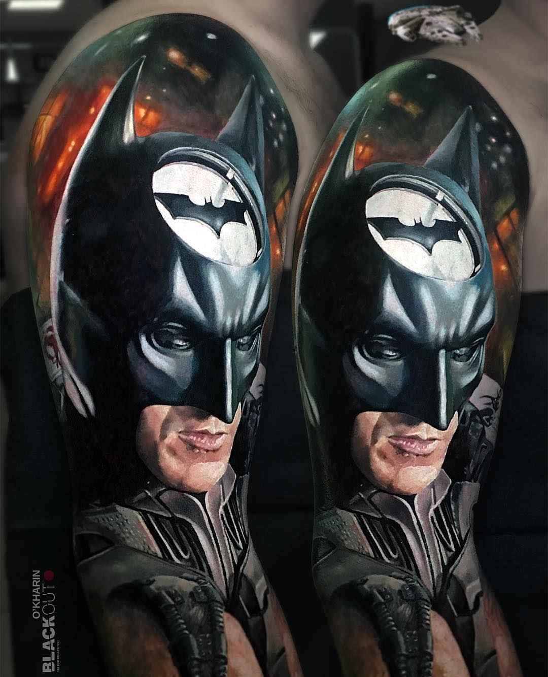 Dc Comics Life-Like Batman Portrait Design Tattoo Design