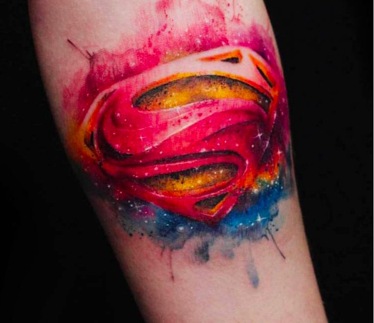 Dc Comics Watercolor Galaxy Superman Tattoo Design Logo Tattoos Tattoo Design