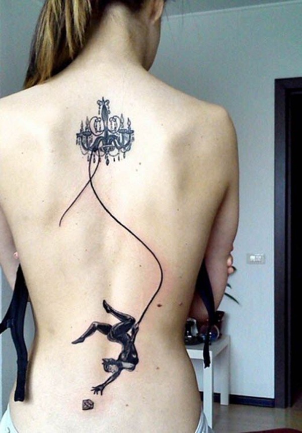 Elegant Chandelier Cat Woman Tattoo Tattoo Design