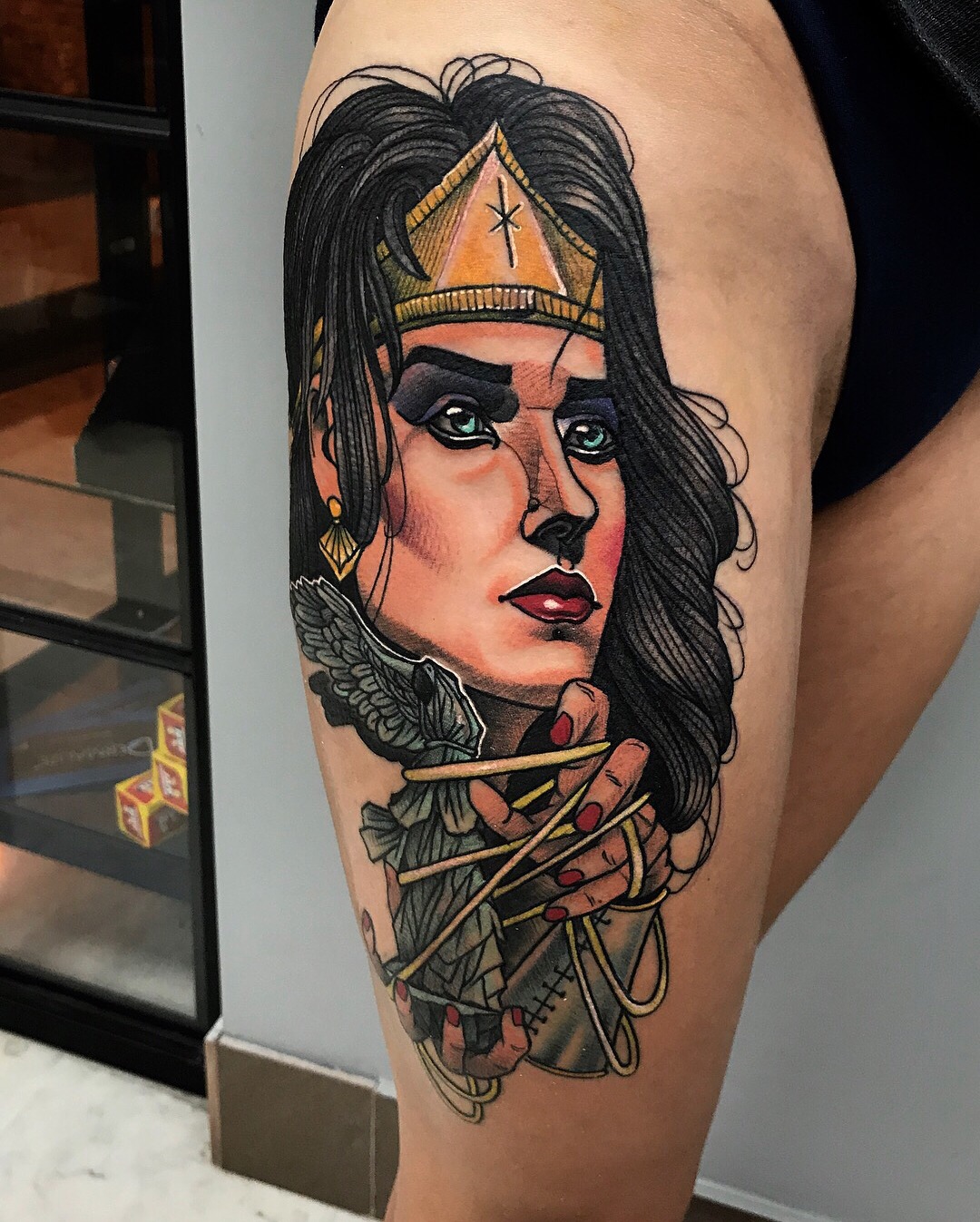 Interesting Wonder Woman Portrait Design Tattoo Design
