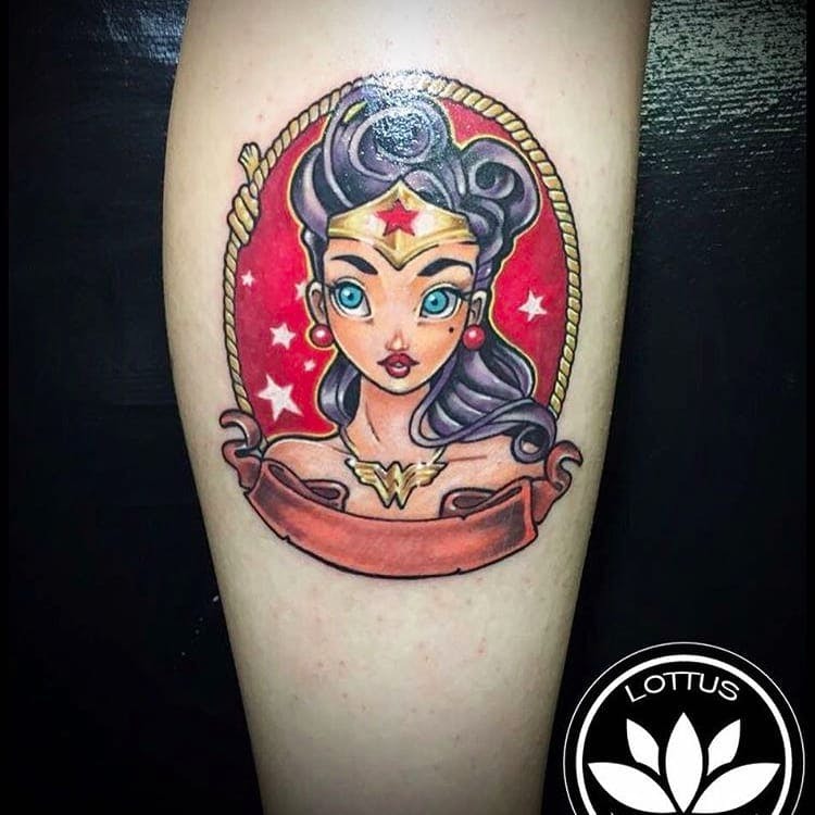 Pin-Up Super Woman Portrait Tattoos Tattoo Design