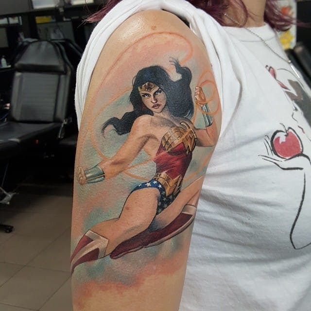Powerful Super WomanArm Tattoo Tattoo Design