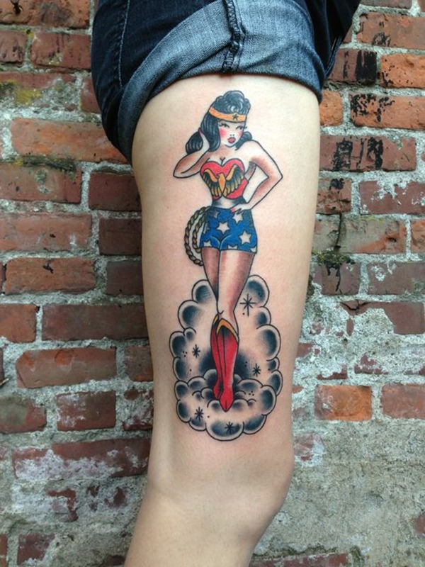 Super Woman Pin-Up Tattoo Design Tattoo Design