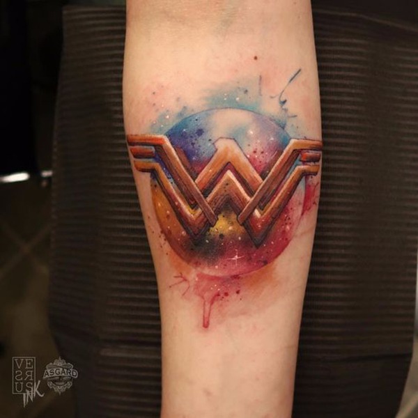 Watercolor Wonder Woman Logo Tattoo Tattoo Design