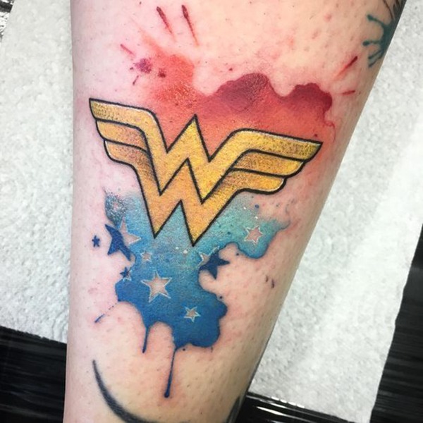 Watercolor Wonder Woman Tattoo Idea Logo Tattoos Tattoo Design