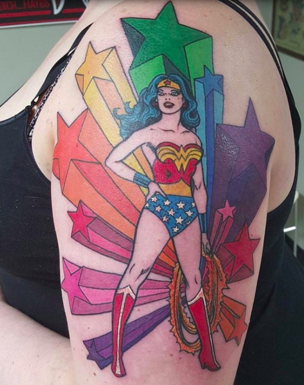 Wonder Woman Color Blast Tattoo Idea Tattoo Design