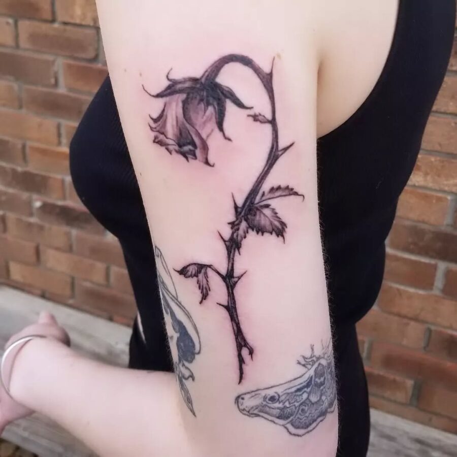 Elegant black and white dead flower tattoo Tattoo Design