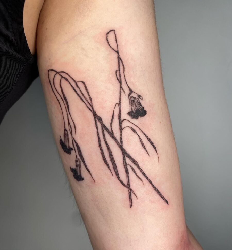 Elegant dead flower tattoo with fine lines Tattoo Design