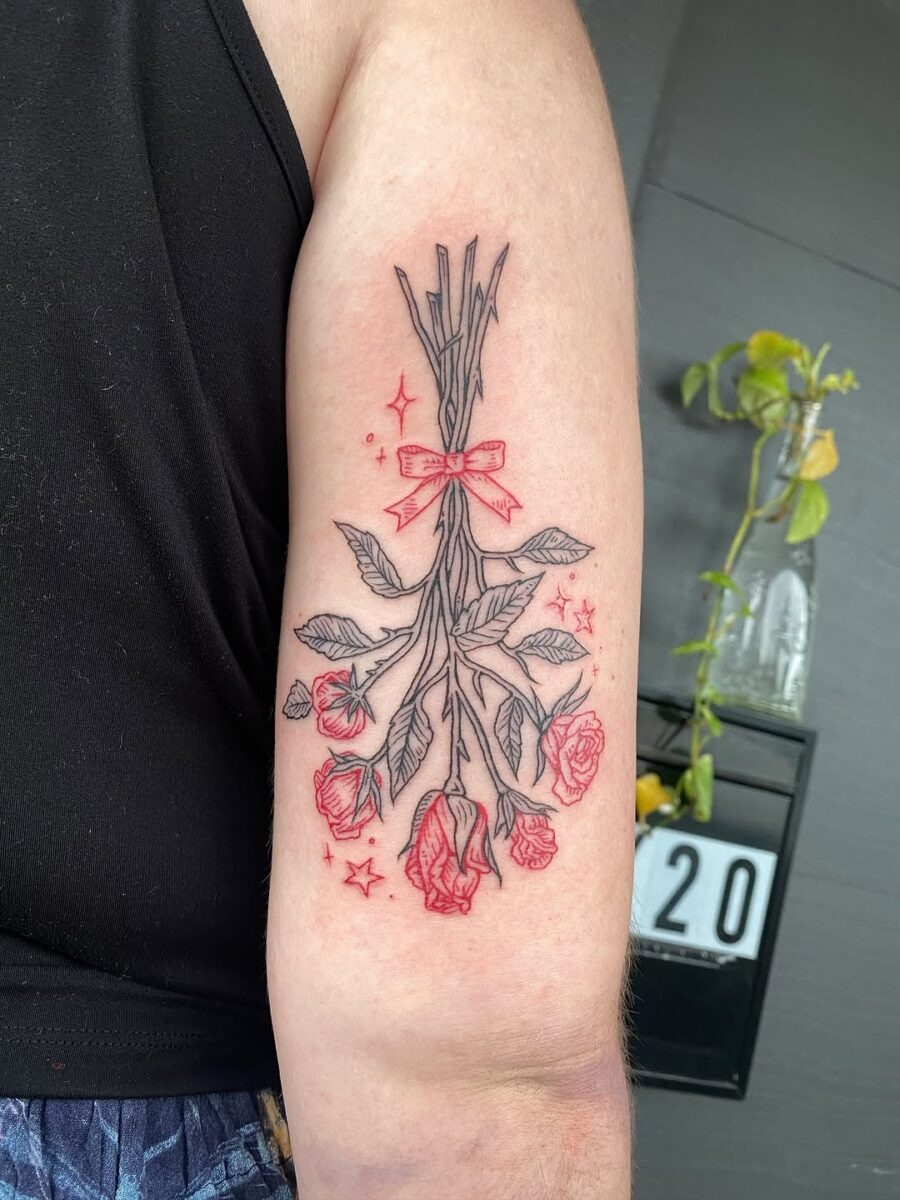 Elegant dead flower tattoo with vibrant details Tattoo Design