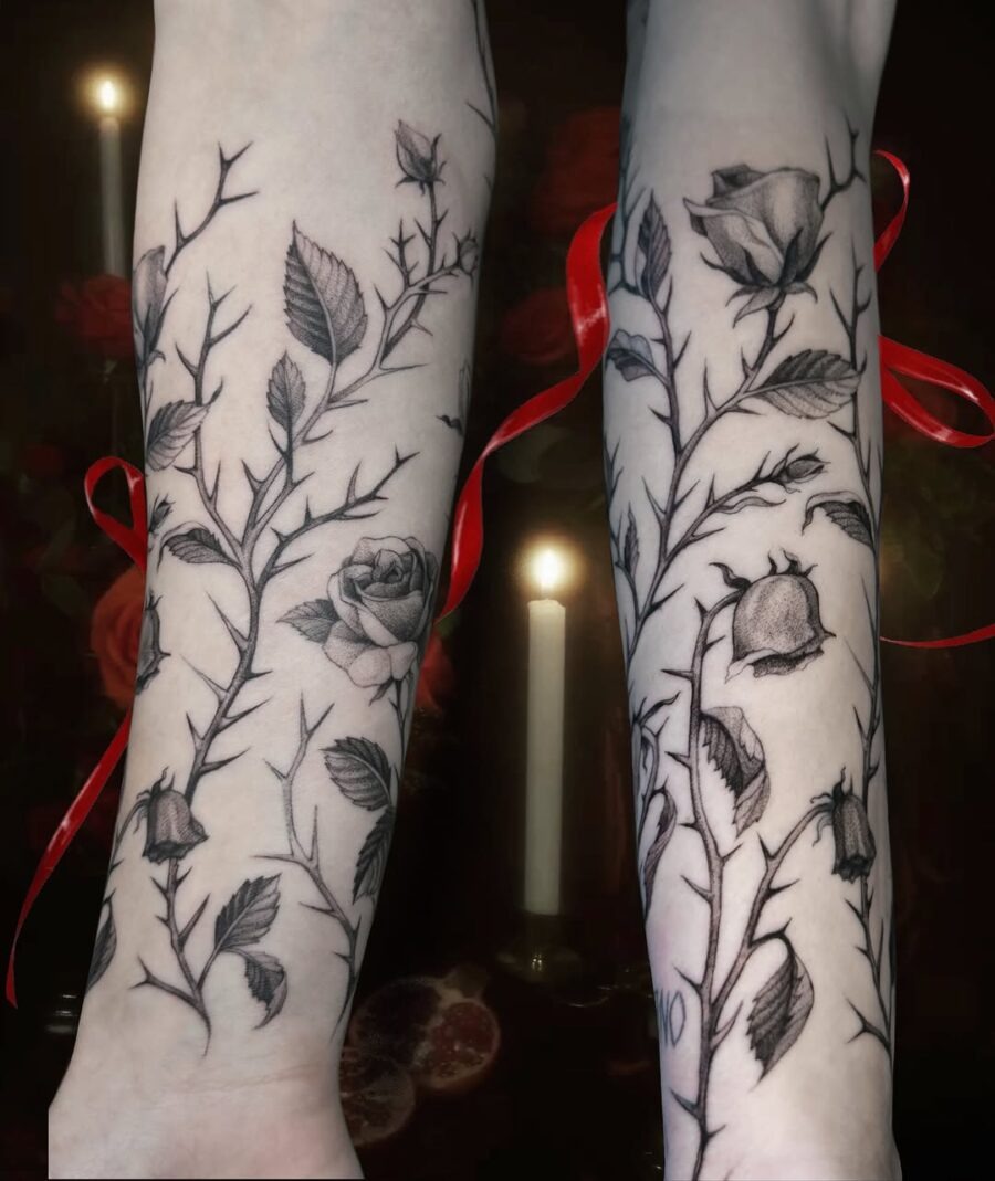 Elegant depictions of dead flowers in ink Tattoo Design