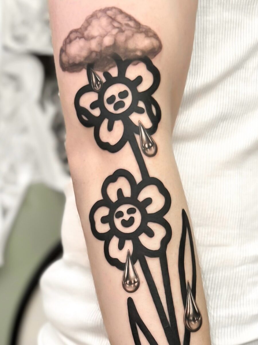 Expressive dead flower tattoo with charm Tattoo Design