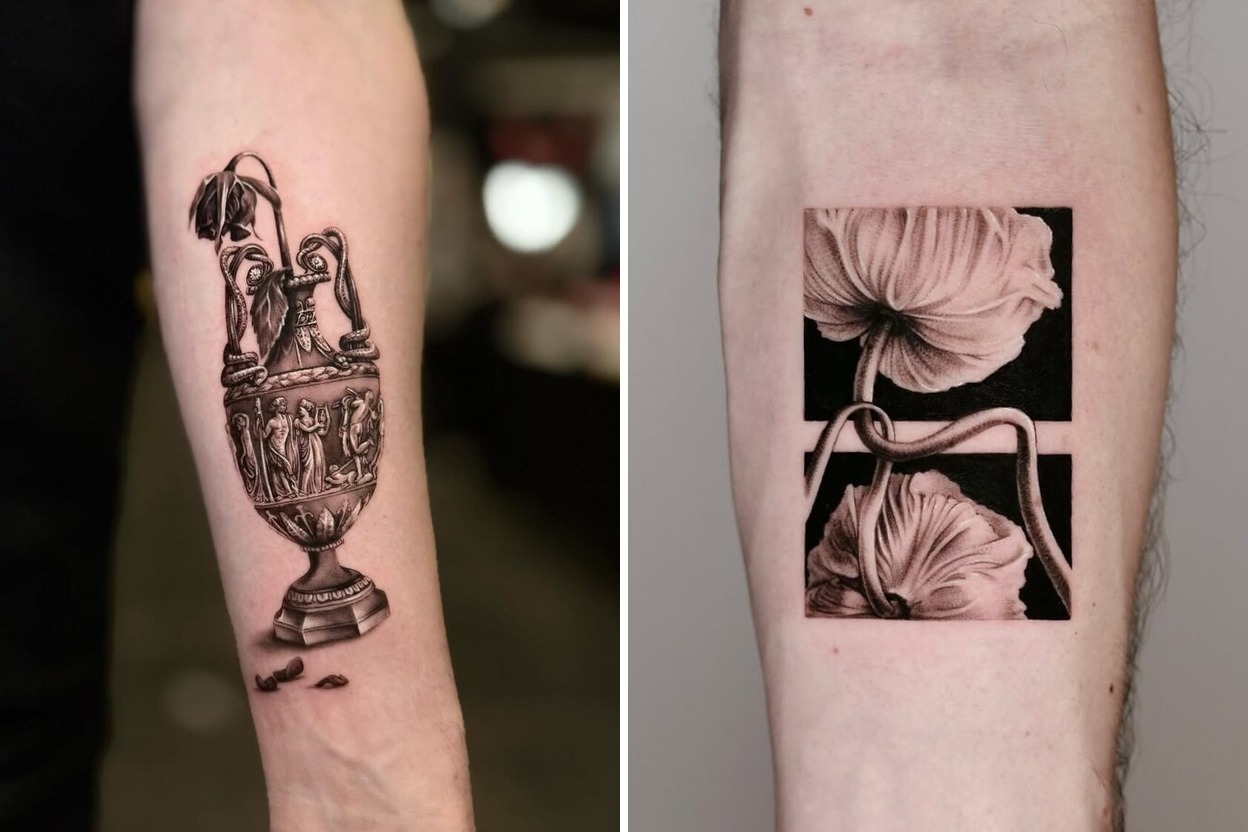 39+ Dead Flower Tattoo Ideas & Inspiration Featured Lookbook Collage