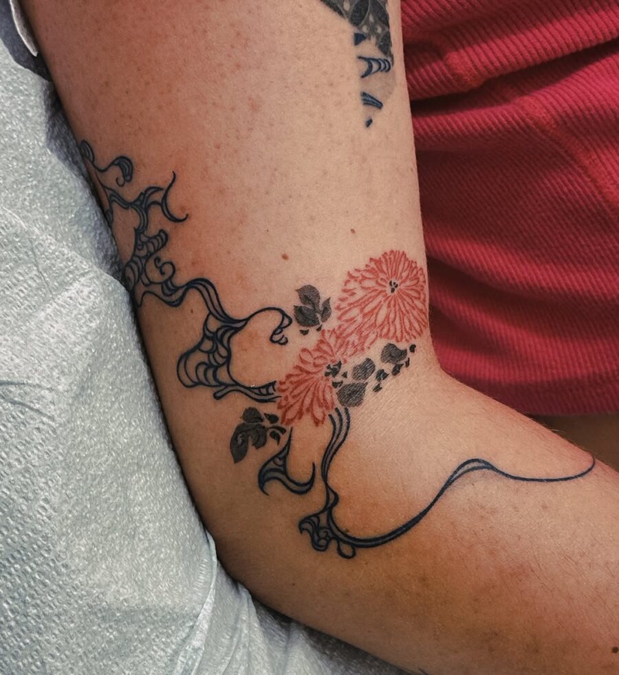 Intricate dead flower design with vibrant colors Tattoo Design