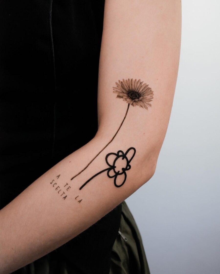 Minimalist dead flower tattoo with elegant lines Tattoo Design