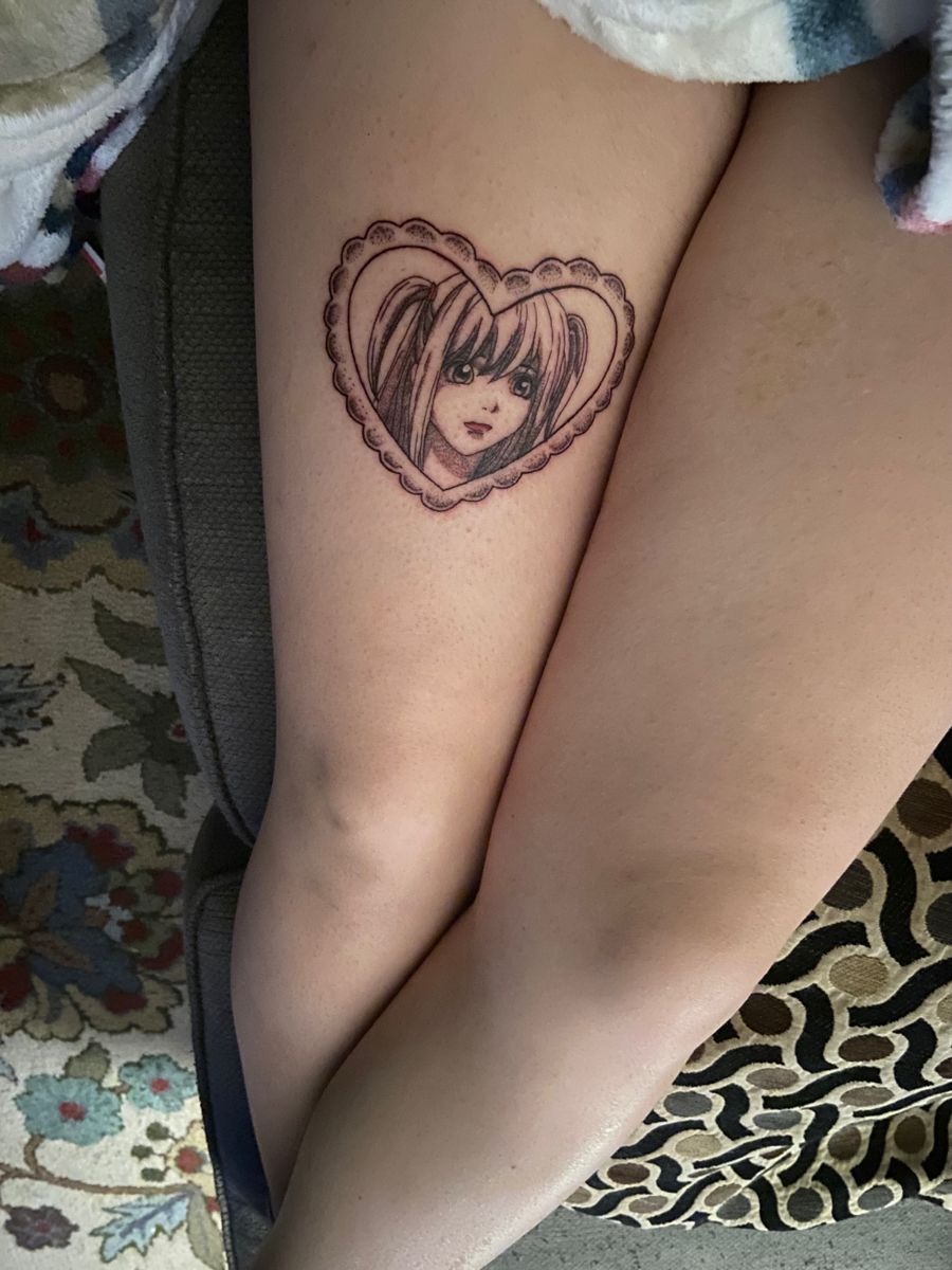 Cute-Goth Misa Heart Portrait Tattoo Design
