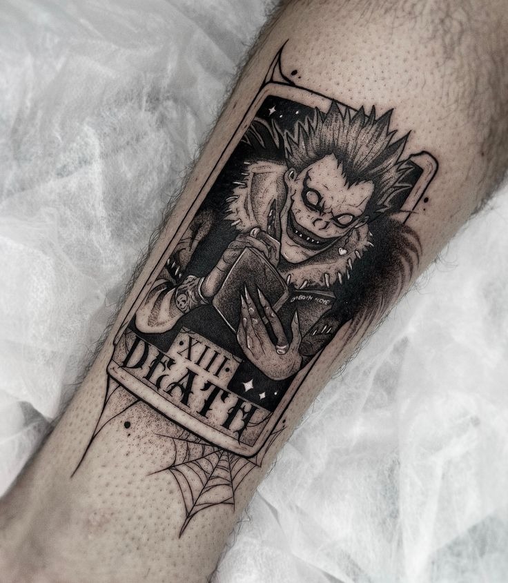 Dark Tarot-Style Ryuk Panel Tattoo Design